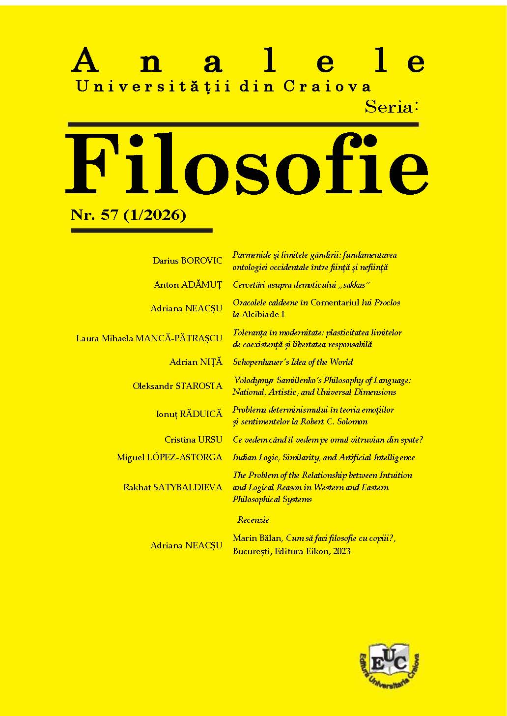 Coperta 2026 - Analele Universitatii din Craiova, Seria Filosofie, nr. 57